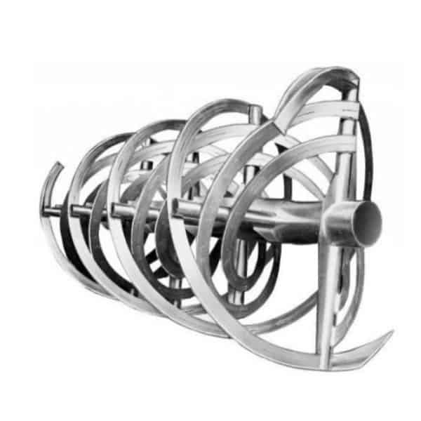 A double helical ribbon blender blade