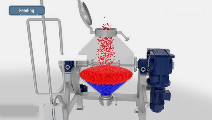 double cone blender feeding